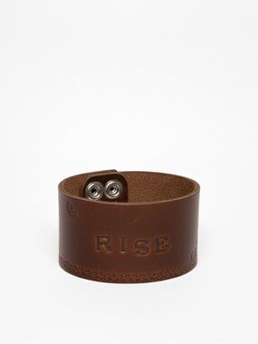 Handmade motivational rising phoenix 100% leather brown wide cuff‎ bracelet